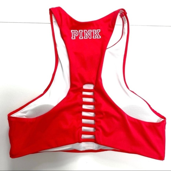 Victoria Secret Pink Beach Squad Logo Swim Bikini Top in Red - Picture 7 of 9